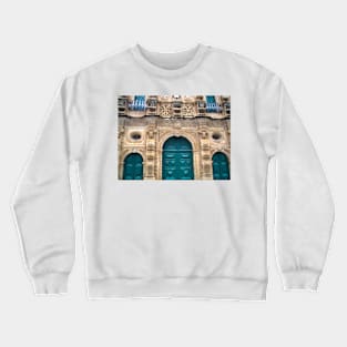 Baroque church with carved stone facade Crewneck Sweatshirt